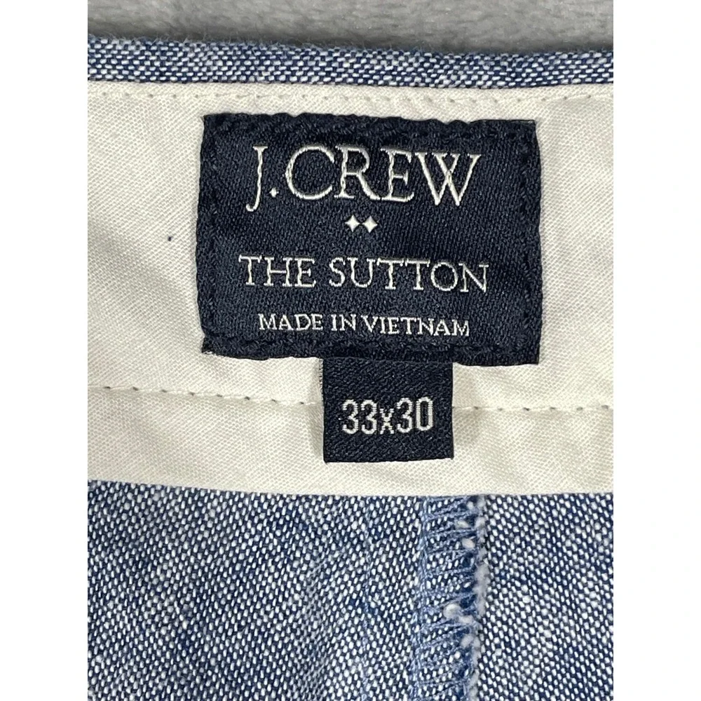 J.Crew The Sutton Mens Light Blue Linen Cotton Blend Pants 33x30 Straight Leg